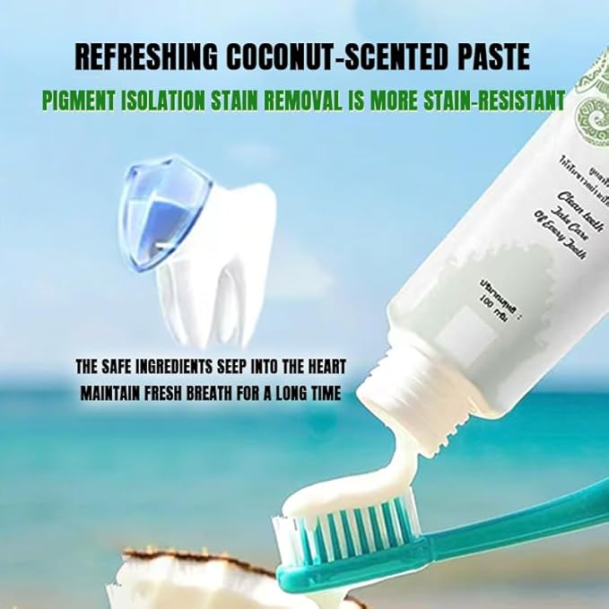 Bivien Coconut Fresh Deep Whitening Fluoride-Free Toothpaste Imported from Thailand (3pcs)