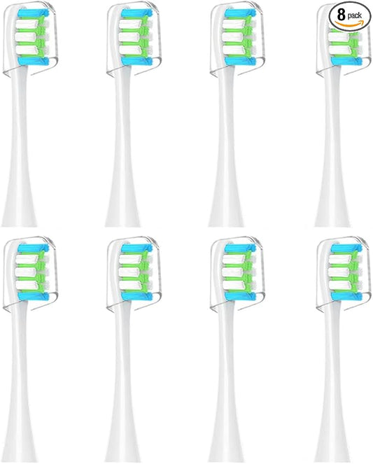GTHUNDER 8Pcs Electric Toothbrush Heads Suitable for Oclean.with Hygienic Caps,Vacuum-Packed.Fits Adapted for All Oclean Models x pro Elite, X, X Pro,Flow,F1,Air 2(White)
