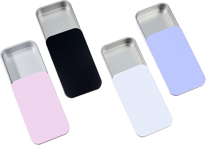 Elegaperma 4Pcs Gums Container, Gums Holder Slide-Top Design, Holder Case Iron Construction for Purse Pocket and Portable Storage Use