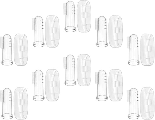 Finger Toothbrush 10Pcs Set, Soft Silicone Teething Brush with Case, Oral Massager for Newborns and Babies’ Teeth Cleaning