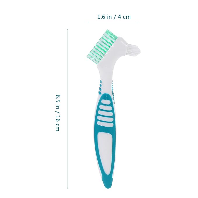 Healifty Portable Denture Cleaning Double-Head Toothbrush 6.5 Inch Lightweight Oral Care Tool for Fake Teeth Cleaning and Gum Protection