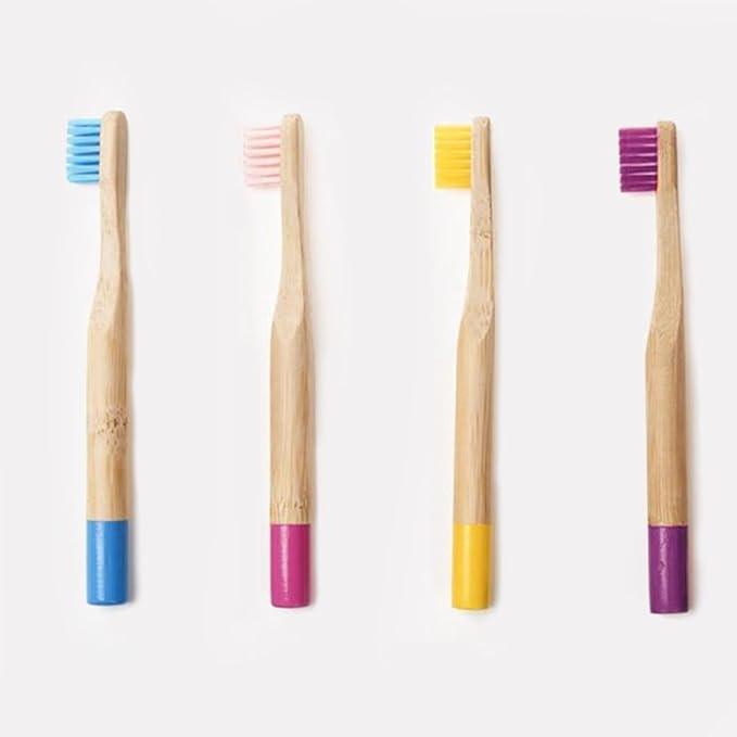 6PCS Colorful Handle Toothbrushes for Soft Bristles Ergonomic Anti-Slip Grip Natural Eco-Friendly Toothbrush for Oral Teeth Cleaning