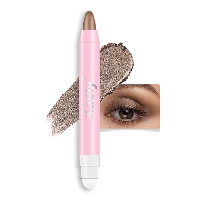 2-in-1 Cream Eyeshadow & Highlighter Stick, Waterproof Cocoa Shimmer Eye Shadow Pencil for Women, Long-Lasting Pigmented Makeup, sombras para ojos 17