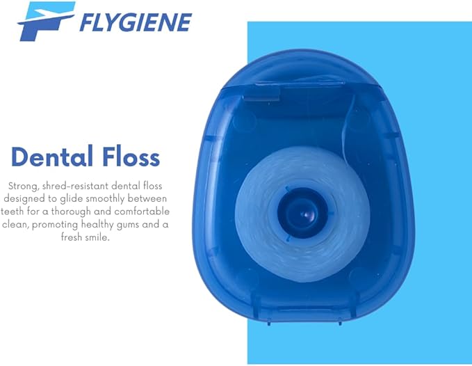FLYGINE Smile On – Complete Dental Travel Kit – Includes Travel Toothbrush, Toothpaste, Floss, Interdental Picks & Mints – TSA-Approved Oral Care Kit in a Durable, Reusable Case with Zipper Closure