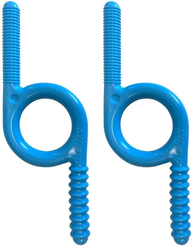TalkTools Chewy | Oral Motor Sensory Tool for Kids and Toddlers | Therapy Tools to Improve Chewing and Biting (Blue Groovy, 2 Count (Pack of 1))
