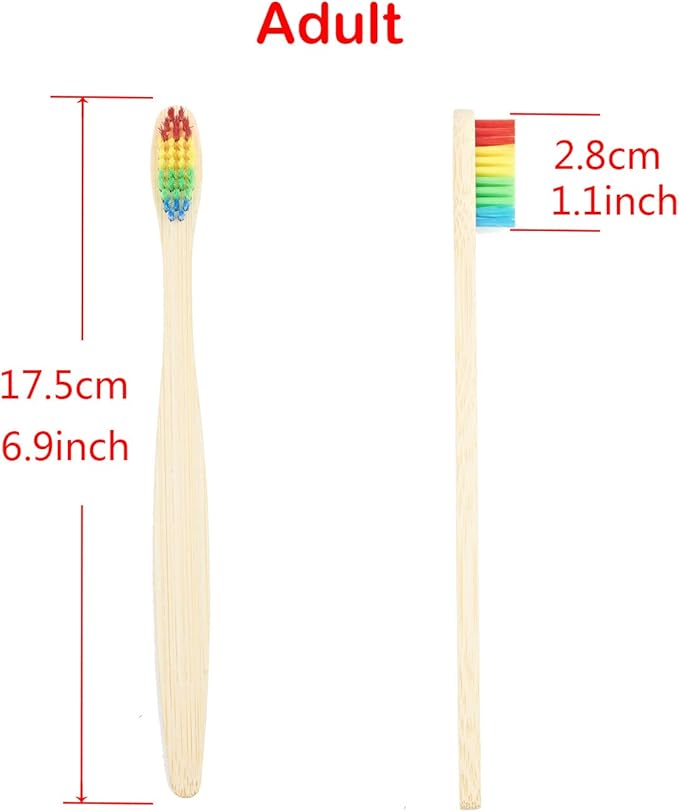SEVENHEAD 10 PCS Bamboo Toothbrushes Soft Bristles Wooden Toothbrushes for Adult, Natural Biodegradable BPA Free Eco Friendly Toothbrushes Colorful