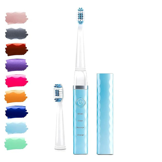 Pop Sonic USB Charge Anywhere Toothbrush (Hawaiian Blue) | Rechargeable Toothbrush w/Up to 40,000 Brush Strokes/Minute-Long-Lasting Nylon Bristles - Teens & Adult with Quadrant Pacer