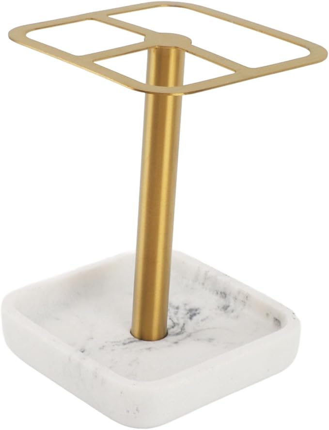 304 Stainless Steel Toothbrush Holder, Bathroom Toothpaste Storage Stand, Rustproof Metal Toothbrush Organizer Stand, 3 Slots Space Saving Toothpaste Organizer for Bathroom(Gold)