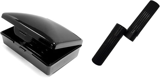 Black Toothbrush Covers & Soap Box Set - Matching Colors - Tooth Brush Cover Cap, Soap Dish Travel, Soap Dish Holder Travel - Plastic Portable Set with Cover