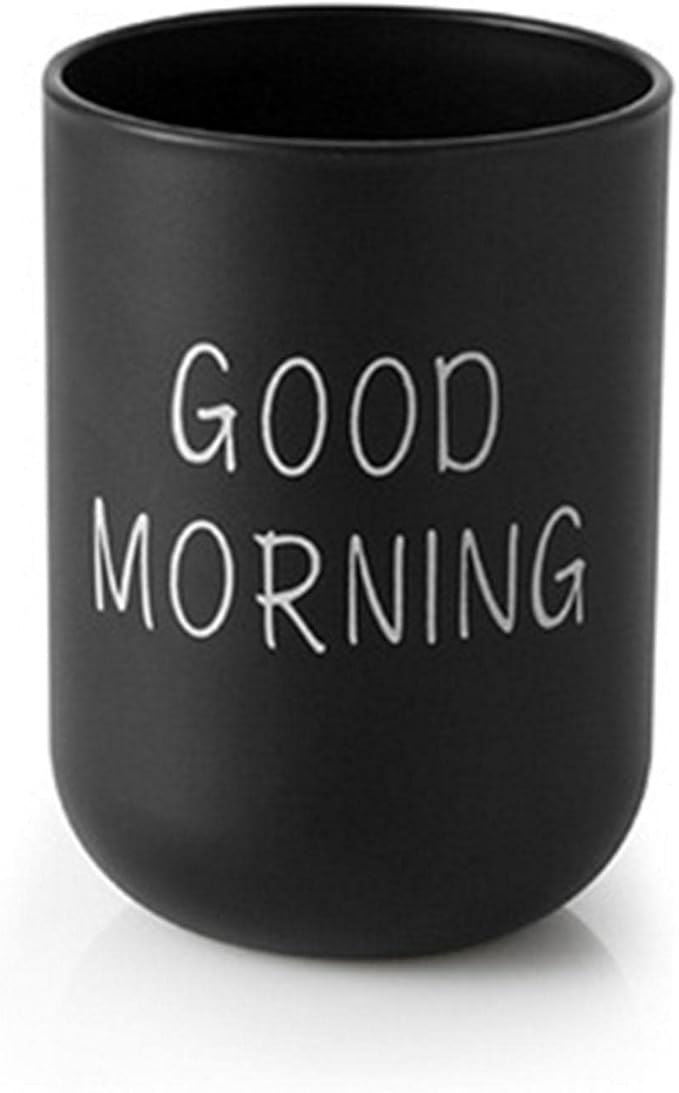 Toothbrush Cup, Plastic Tumbler Cup, Reusable Unbreakable Lightweight Good Morning Cups, Toothbrush Holder for Home Travel Bathrooms Counter Organizer (Color:Black)