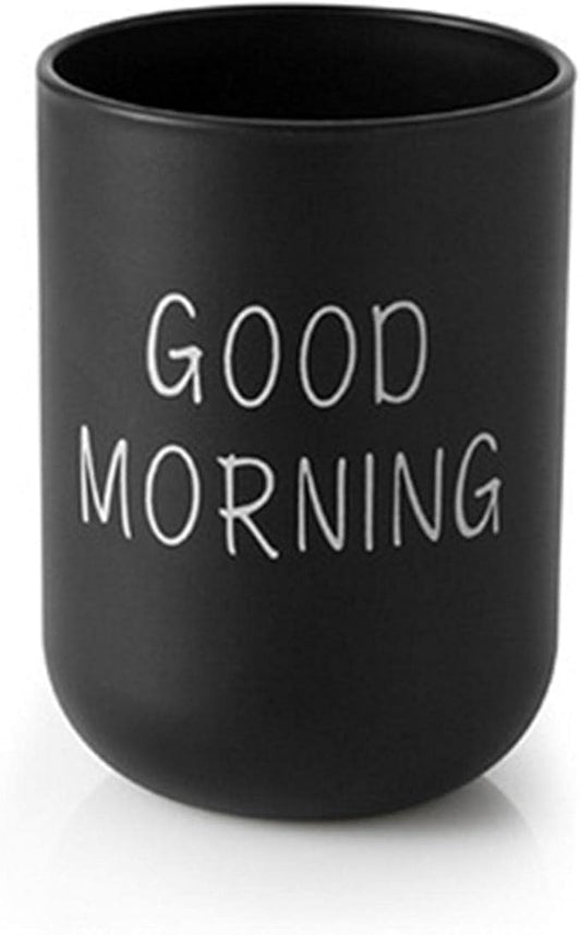 Toothbrush Cup, Plastic Tumbler Cup, Reusable Unbreakable Lightweight Good Morning Cups, Toothbrush Holder for Home Travel Bathrooms Counter Organizer (Color:Black)