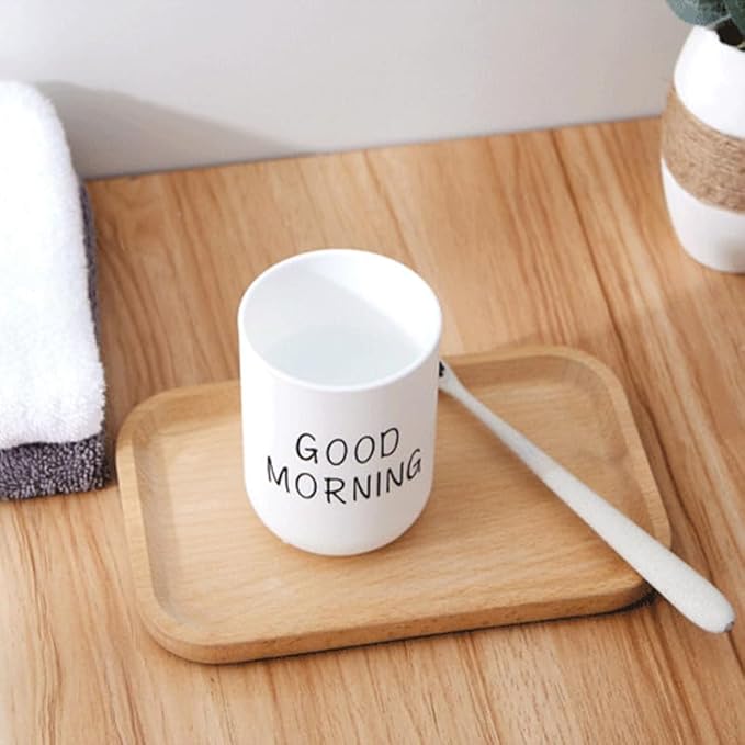 Toothbrush Cup 2Pcs, Bathroom Toothbrush Holder, Storage Cup 300ml, Drinking Cup, Reusable (Black + White)