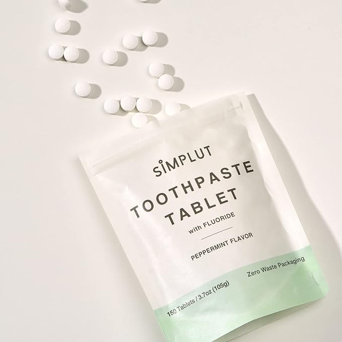 Chewable Toothpaste Tablets with Fluoride, 150 Pack - Travel Sized Oral Care, Eco Friendly Vegan Dental Tabs for Brushing - All Natural, SLS Free Ingredients for Adults - Peppermint Flavored