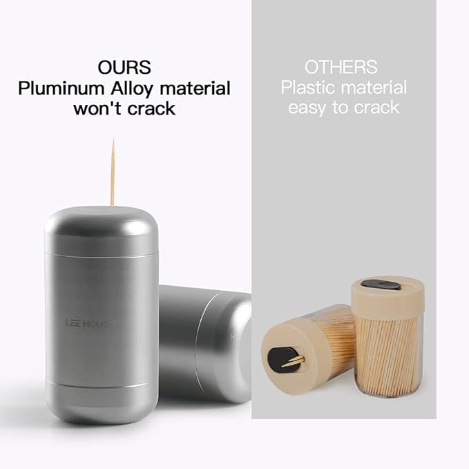 BAMI-LEE House Toothpick Holder Dispenser,Toothpick Storage Container,Toothpick Dispenser for Home Aluminum Alloy