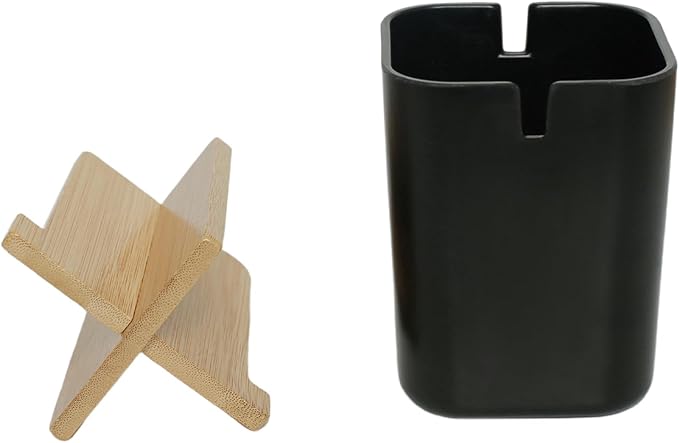 Bamboo Toothbrush Holder 4 Slots Toothpaste Toothbrush Holder for Bathroom Easy Cleaning Detachable(Black)