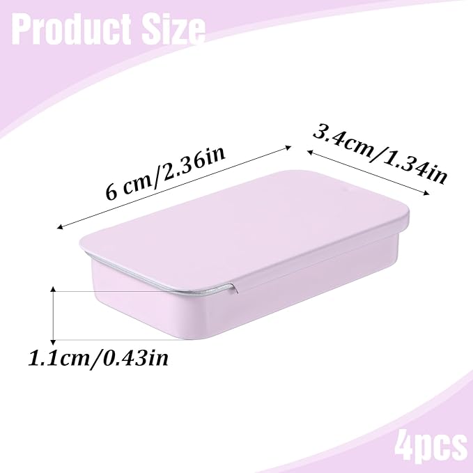 Elegaperma 4Pcs Gums Container, Gums Holder Slide-Top Design, Holder Case Iron Construction for Purse Pocket and Portable Storage Use
