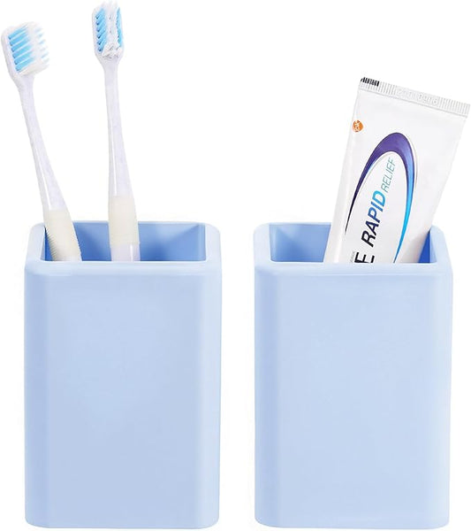 Luxspire Toothbrush Holders, 2 PCS Diatomite Toothbrush Cups, Fast Drying Toothbrush Holders for Bathroom, Toothpaste Holder for Bathroom Countertop, Blue