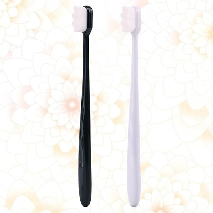 TEHAUX 2PCS Portable Wave Bristle Toothbrushes with Ergonomic Handles for Adults Soft Curved Corner Brushes Lightweight Travel and Home Oral Care