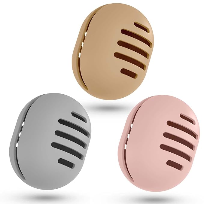 Makeup Sponge Holder,3PCS Double-sided Breathable Silicone Beauty Blender Holder for Travel,Shatterproof Makeup Sponge Travel Case for All Sponges Sanitary Reuse Easy Carry,Khaki+Pink+Grey