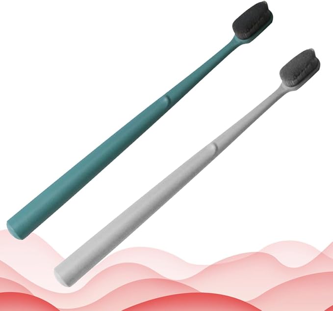 Adult Nylon Bristle Toothbrushes 2Pcs Portable Soft Manual Teeth Cleaning Tool for Travel and Daily Oral Care Random Color Random Color