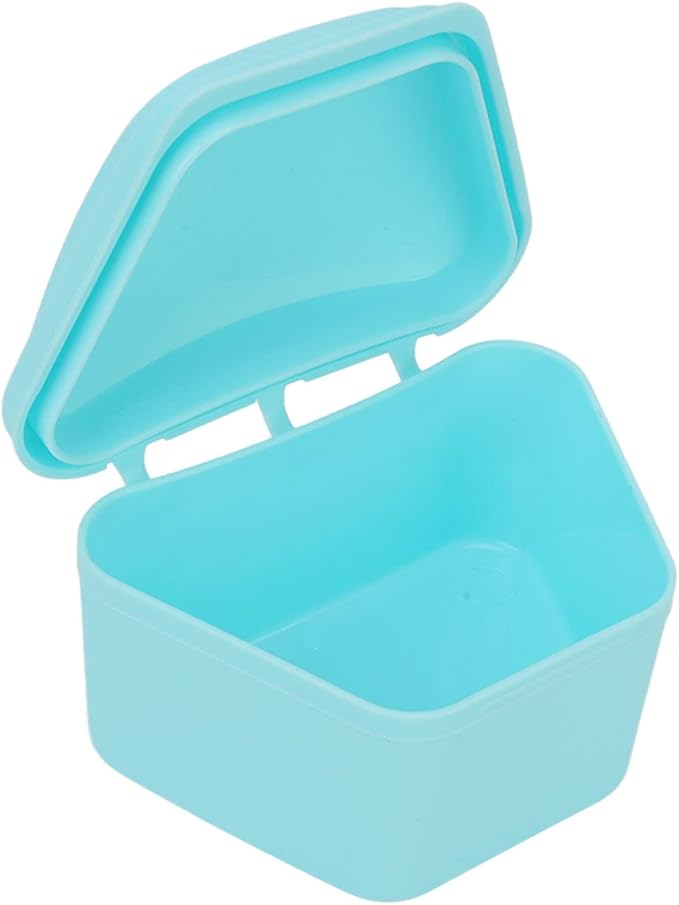 Trapezoid Retainer Case, Mouth Guard Cases, Denture Case Partial Tooth Case Denture Box Denture Storage Boxes, Travel Portable Denture Bath Box for Home Office Blue