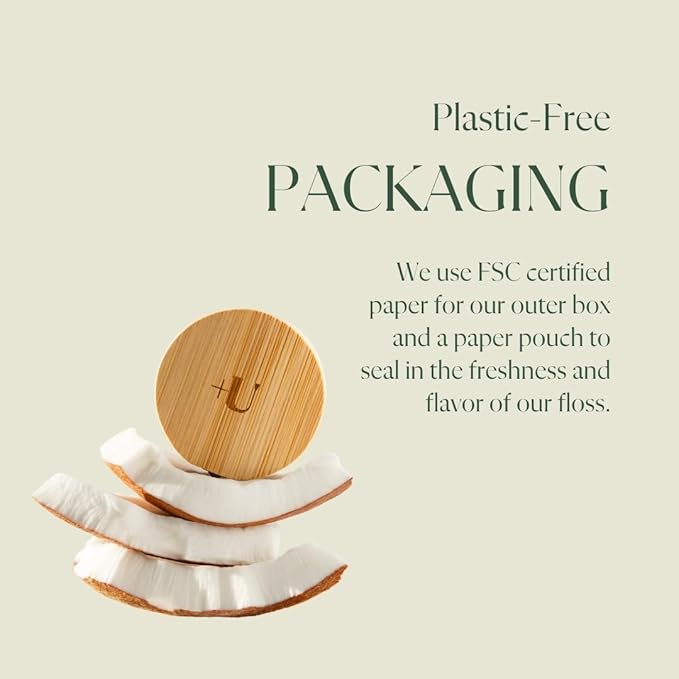 Plus Ultra Mint Nylon Dental Floss with Reusable Bamboo Case | Made with Recycled Nylon and Vegan Wax | Zero Plastic | 32 Yards (Pack of 1)