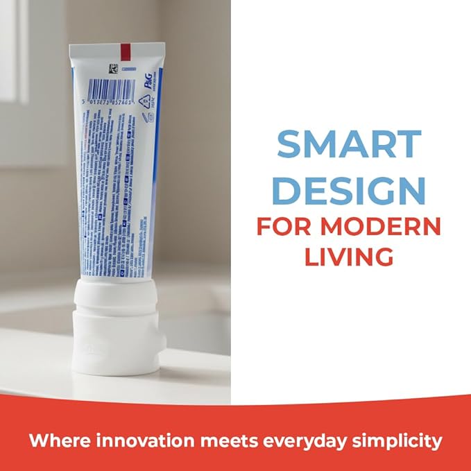 SqueezMe EasyPump Toothpaste Dispenser Cap - Self Closing Silicone Toothpaste Cap for Kids & Adults - No-Mess, Standing Design - Universal Fit for Tubes Up to 230g - Push-On, No-Twist Easy Install
