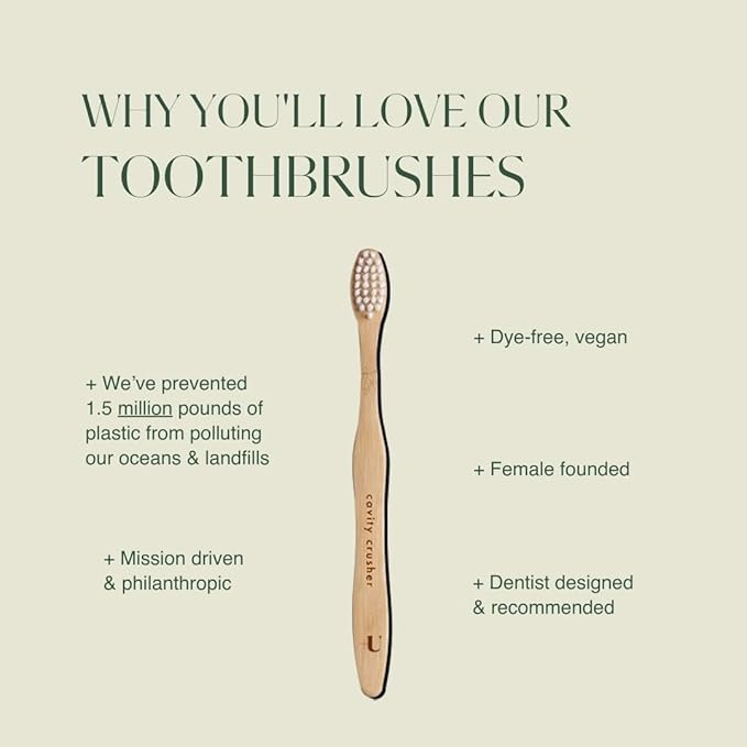 Kids Biodegradable and Eco-Friendly Bamboo Toothbrush 12-Pack - BPA Free Soft Bristle - Dentist-Approved and All-Natural with "Brush Smile Repeat" Etched on Handles by Plus Ultra