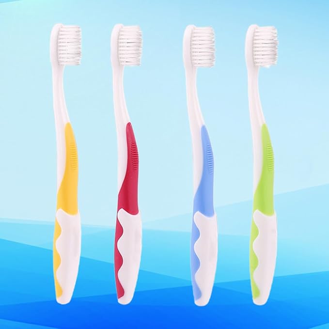 TOVINANNA 4Pcs Soft Bristle Training Toothbrushes with Anti-Slip Handle for Ages Oral Care Tool in Green Blue Yellow Red Comfortable Grip