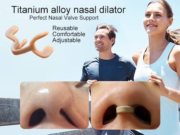 Easy Breath Nasal Dilator – Adjustable Titanium & Silicone Snoring Solution for Better Sleep, Boost Airflow – Reusable Comfortable Breathing Athlete Exercising (XXL)