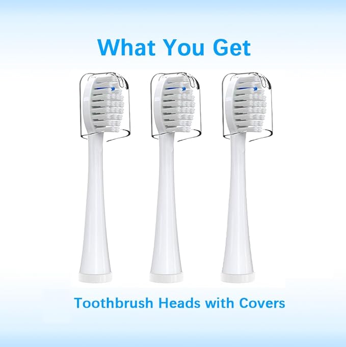 Replacement Brush Heads Compatible for 𝗪𝗮𝘁𝗲𝗿𝗽𝗶𝗸 𝐒𝐨𝐧𝐢𝐜-𝐅𝐮𝐬𝐢𝐨𝐧 2.0 Flossing Toothbrush (SF-01/ SF-02/ SF-03/ SF-04) with 3 Count Soft Bristles (White, Full Size)