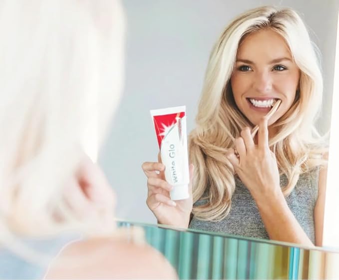 White Glo Extra Strength Whitening Toothpaste Professional Choice 100ml - 2 Packs with Sanitral 50 Pcs Dental Floss Stick Included as a Gift