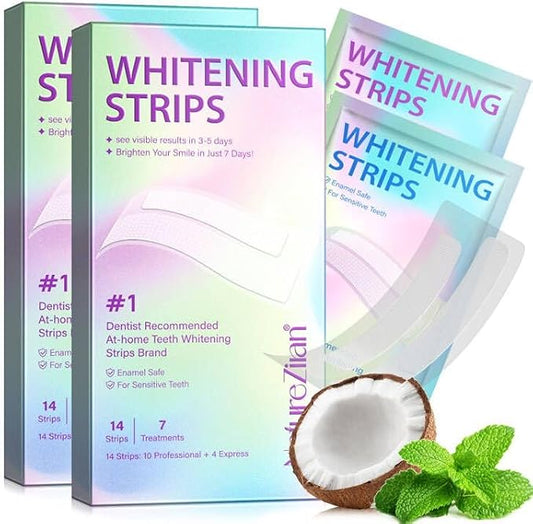 Teeth Whitening Strips,7-Day whitening Strips,Peroxide Free,Sensitive Teeth Whitener,Enamel Safe for Whiter Teeth,Deep Stains Removal,nstant Teeth Whitening Without The Harm (28pcs)