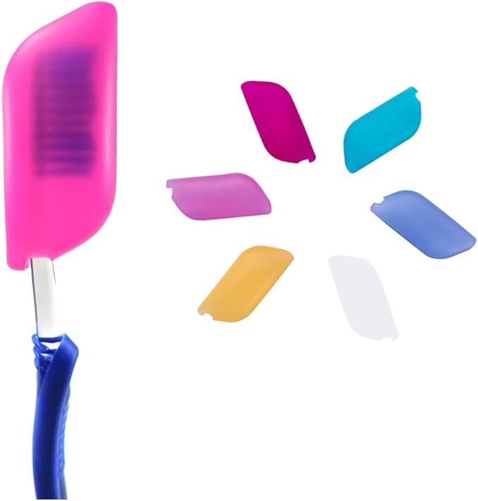 V-TOP 6 Pack Toothbrush Covers, Silicone Electric Toothbrush Cover Cap, Toothbrush Head Cover Replacement Heads & Manual Toothbrush for Travel Home
