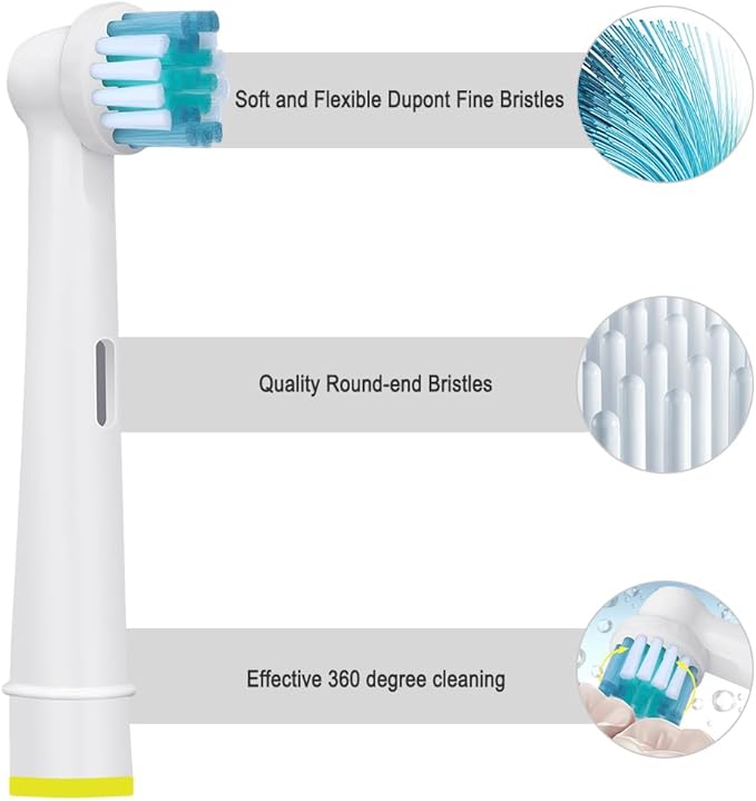 Toothbrush Replacement Heads Refills for Oral B - Precision Clean Brush Head for Gentle & Effective Cleaning and Optimal Dental Care, by DeBizz (8)