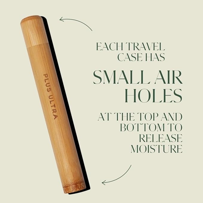 Plus Ultra Bamboo Travel Case for Adult Toothbrushes