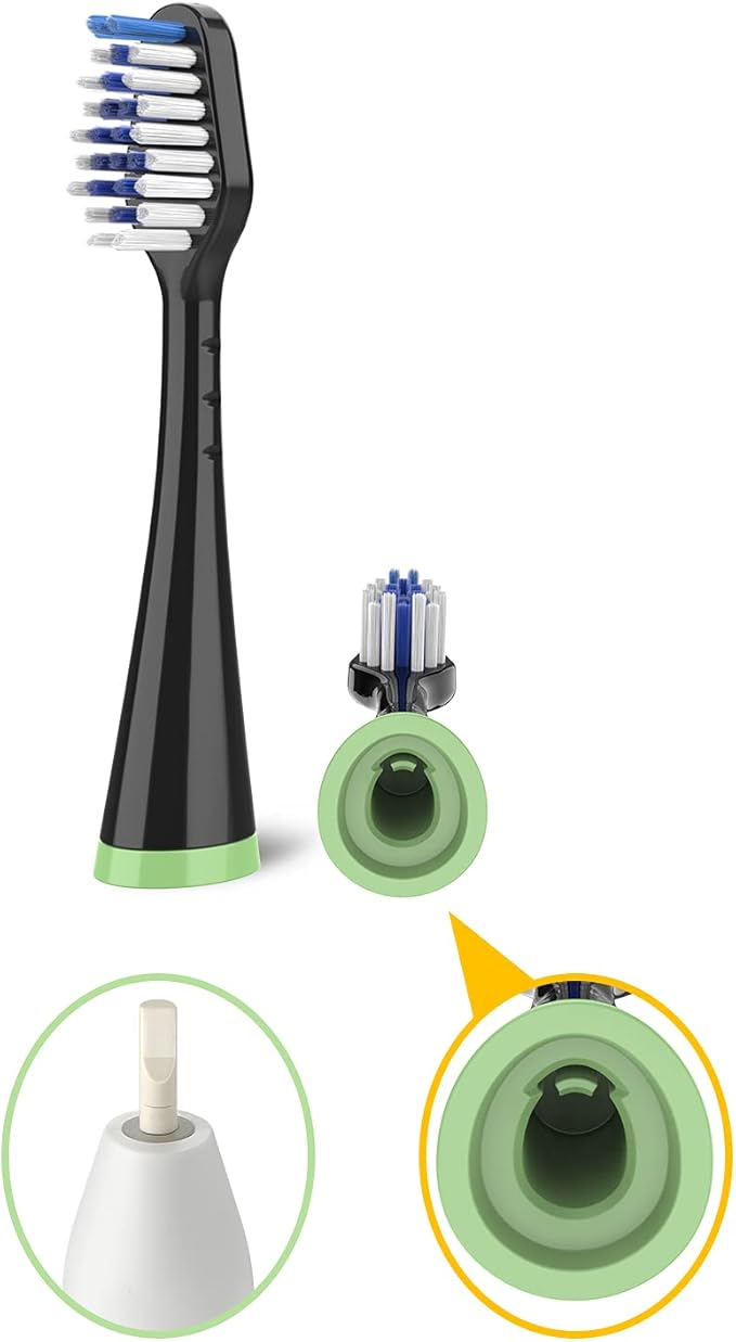 Replacement Toothbrush Heads for Waterpik Complete Care 5.0/9.0 (CC-01/WP-862), STRB-8WB, (8-Pack, Black)