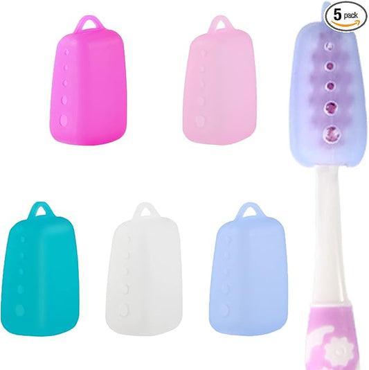 V-TOP Electric Toothbrush Head Cover, 5 Pack Toothbrush Covers Caps for Travel, Silicone Portable Tooth brush Pod Case Protector for Home and Outdoor
