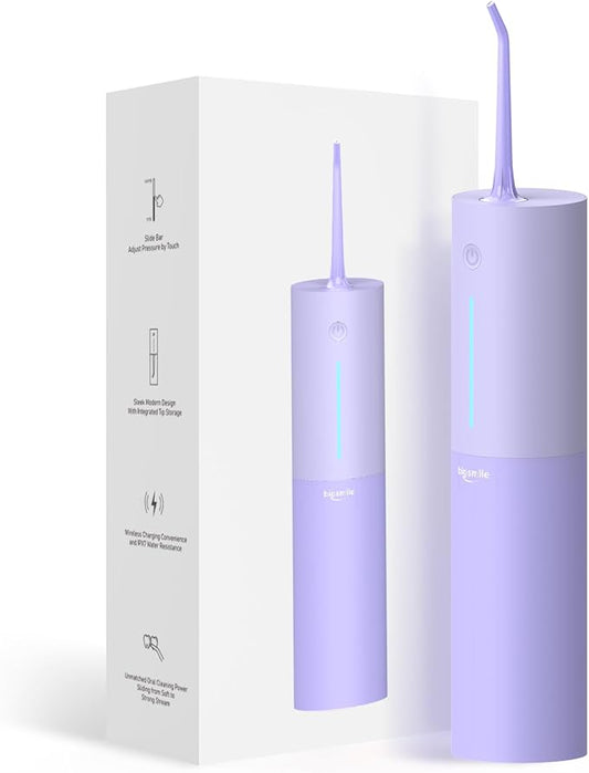 Bigsmile Water Dental Flosser, Rechargeable Oral Doucher, IPX7 Waterproof, Professional Teeth Cleaning, Effectively Keep Mouth Clean and Healthy (Purple)