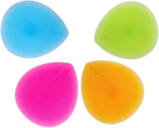 4pcs Silicone Face Scrubbers Heart Shape Face Blackhead Cleansing Brush with Suction Cup for Pore Removing Blackheads (Orange,Rose,Blue,Green)