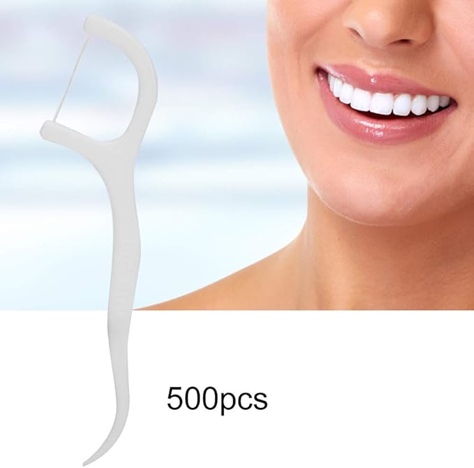 500pcs Disposable Floss Sticks, Teeth Removal Oral Care Tool with Non Slip Handle, for Effectively Clean Teeth and Gums
