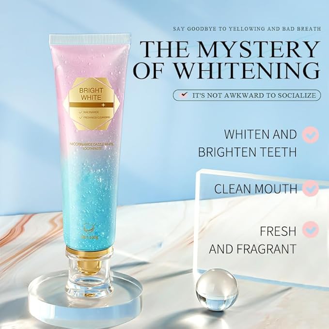 Niacinamide Whitening Toothpaste (Pack of 2) - Cleans Stains and Strengthens Teeth, Reduces Gum Problems, Freshens Breath, Mint Flavored Without Fluoride for Sensitive Teeth