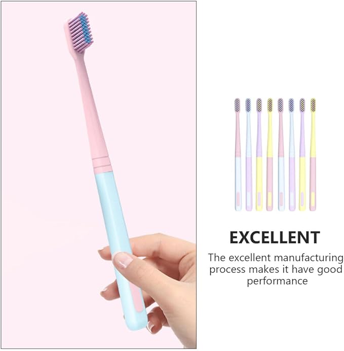 8PCS Soft Bristle Portable Toothbrushes for Adults Small Head Travel Toothbrush Mild Teeth Cleaning Tool Lightweight Household Oral Care