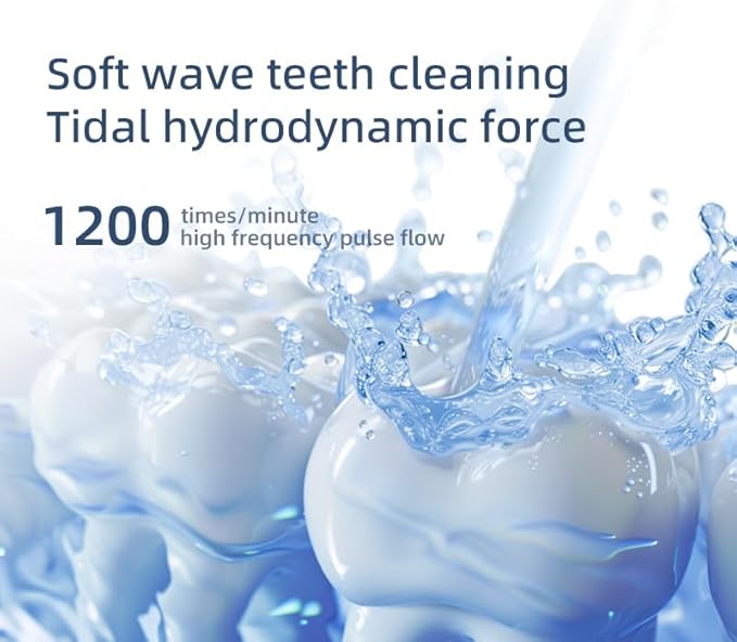 Water Flosser - Waterproof Portable for Teeth ，Water Dental Flosser Portable Cordless Oral Irrigator 3 Modes 6 Flossing Nozzles, Compact & Light for Travel (White)