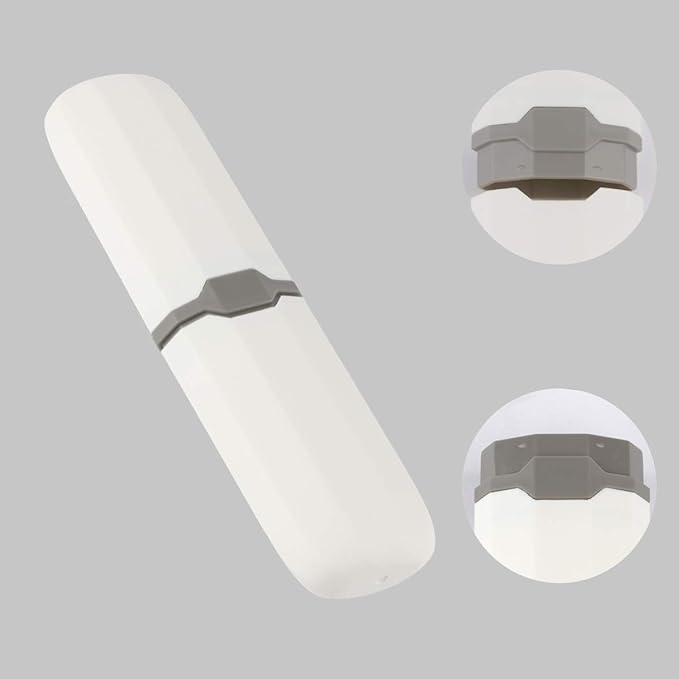 Yeeco Toothbrush Case 2 Pack, Plastic Travel Toothbrush Holder, White, 7.9'2.1'1.2' Portable