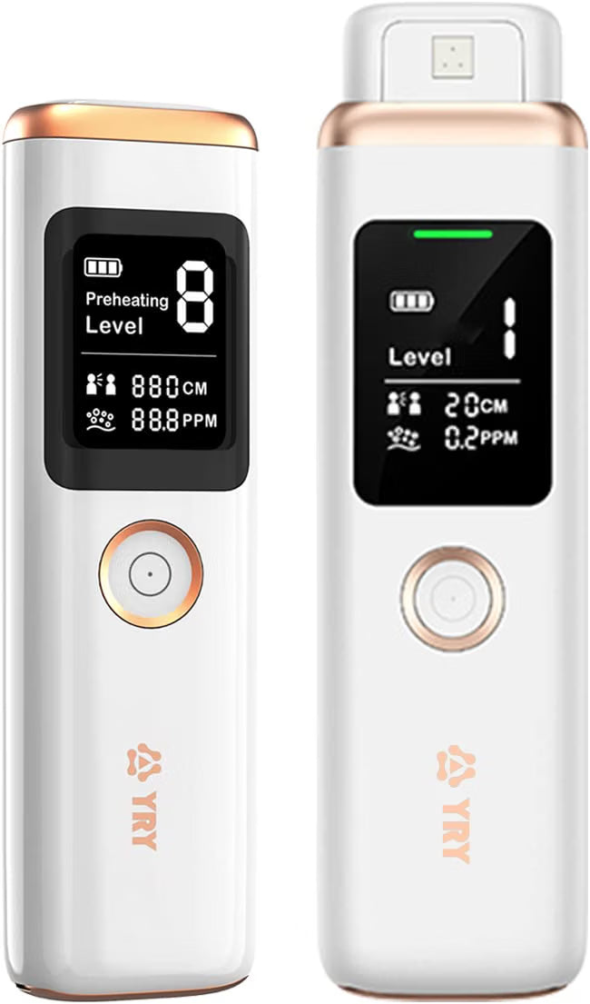 YRY Smart Breath Odor Detector – Portable Halimeter, MEMS Sensor, 0.1ppm Accuracy, Auto Calibration, HD LCD, USB-C Rechargeable, 30-Day Battery, White