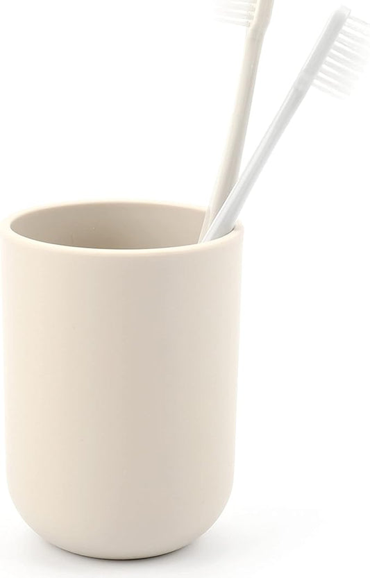Toothbrush-Holder-Cup,Bathroom-Cup,Tooth-Brushing-Tumbler-Drinking-Teeth-Cup,Toothpaste-Countertop-Organizer,Rinse-Cup,Plastic 350ml (Beige)