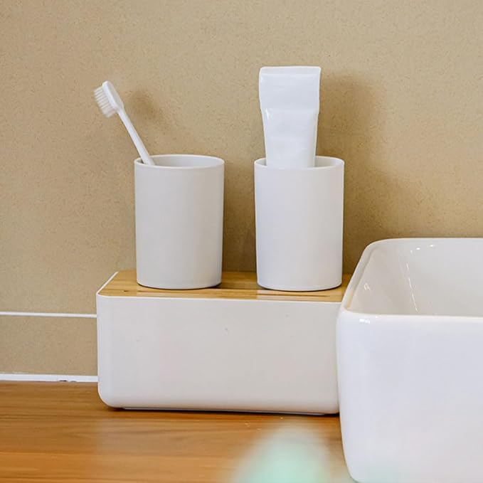 Non-Slip Bottom Couple Toothbrush Cup, Simple Bathroom Holder, Unbreakable Reusable Exquisite Toothbrush Holder (White&Grey)