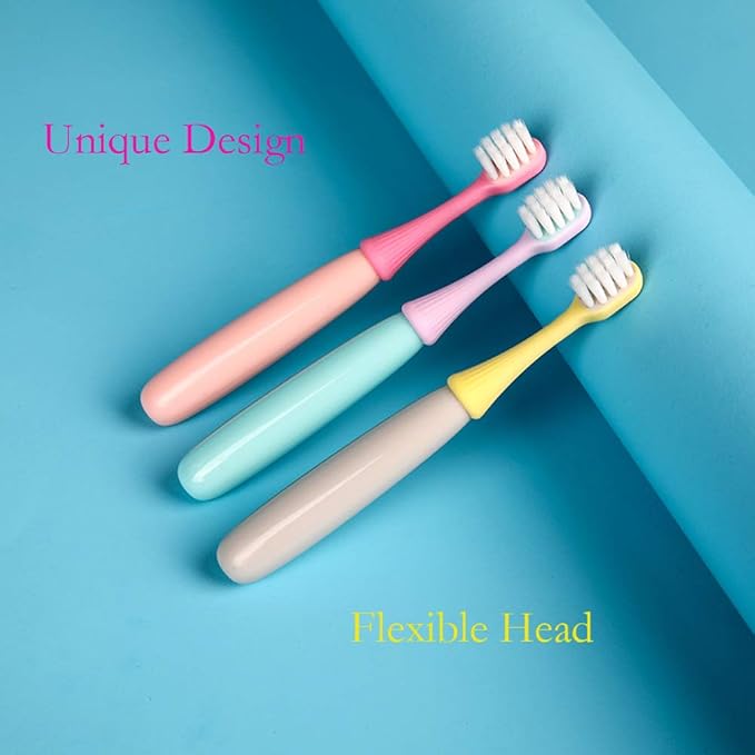 6 Packs Kids Toothbrush,Lovely Little Mushroom Extra Soft Bristles Toddler Toothbrush for 1-3Years Old (Pink& Yellow &Blue)…