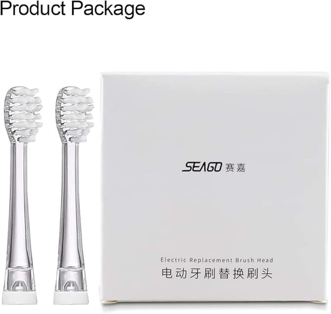 SEAGO Toothbrush Replacement Heads - SG977 SG513 - SEAGO Kids Toothbrushes Heads for Toddlers - Compatible with seago Electric Toothbrushes Kids (White, 8-Pack)